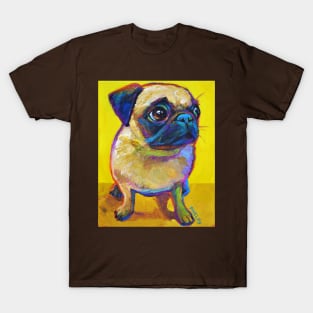 Adorable Pug Puppy on Yellow T-Shirt